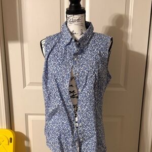 Tommy Hilfiger Blue and White Button Down Shirt